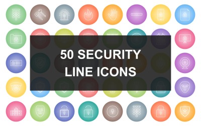 50 beveiligingslijn ronde verloop Icon set