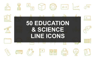 50 Education &amp;amp; Science Line Gradient Icon set