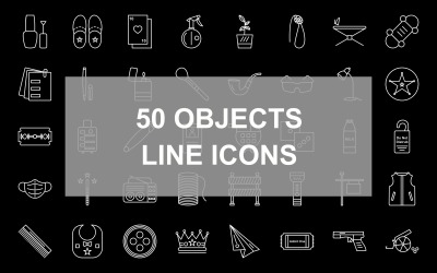 50 Objekte Zeile Invertiertes Iconset