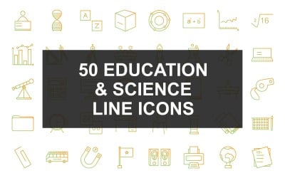 50 onderwijs en wetenschap Line Gradient Icon set