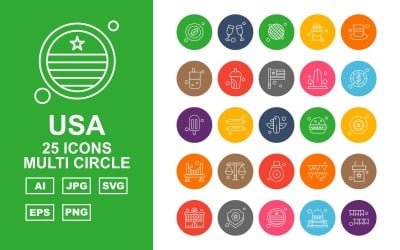 Paquete de 25 iconos premium de varios círculos de EE.