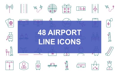 Sada dvou barevných ikon 48 Airport Line