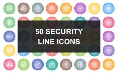 Zestaw 50 okrągłych ikon gradientu linii bezpieczeństwa