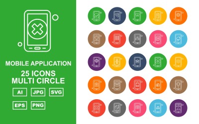 25 pacchetto di icone multi cerchio per applicazioni mobili premium