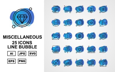 25 Premium Diverse Line Bubble Icon Pack
