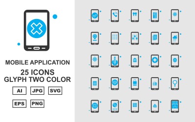 25 Преміум мобільний додаток Glyph Two Color Icon Pack