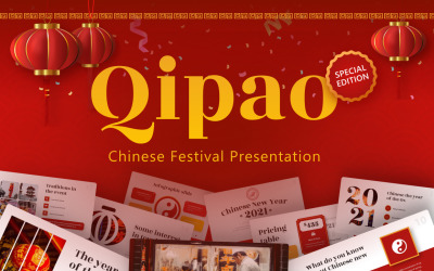 Qipao Chinees Festival PowerPoint-presentatie PowerPoint-sjabloon