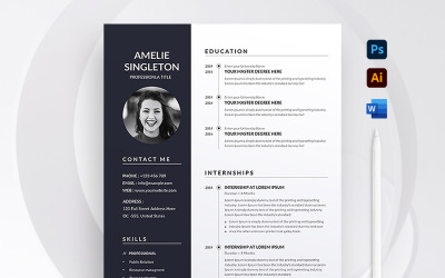 Amelie Singleton Premium Resume Template