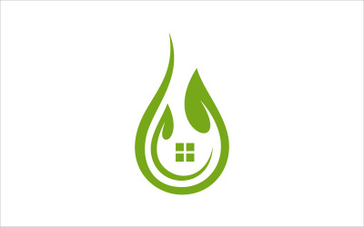 Hoja Casa Agua Gota Vector Plantilla Diseño Logotipo Plantilla Logotipo