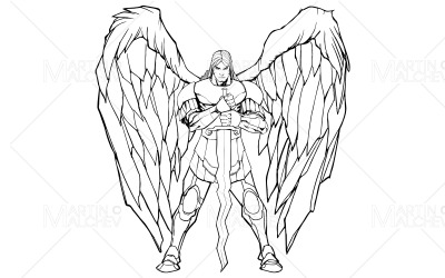 Arcangelo Michele Standing Line Art