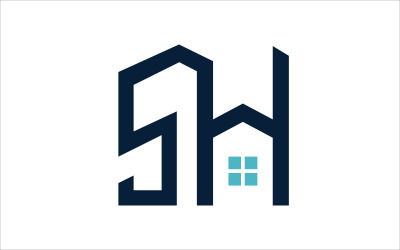 Plantilla de logotipo de diseño de logotipo vectorial SH Real Estate