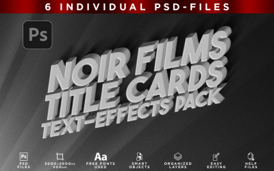 CARTES DE TITRES NOIR FILMS | Effets de texte/maquettes | Maquette de produit Template-Package
