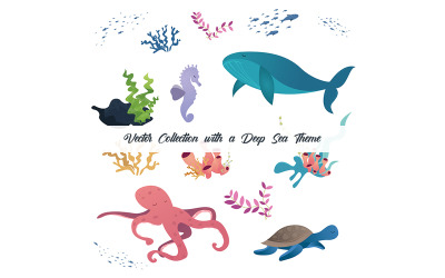 Deep-Sea Theme - Kolekcja Cliparts - Grafika wektorowa