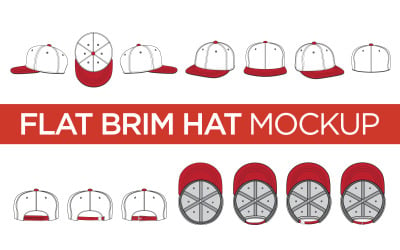 Flat Brim Hats - Vector  Mockup