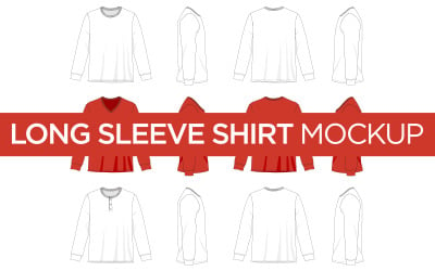 Long Sleeve T-Shirt, V-Neck, Henley Shirts - Mockup
