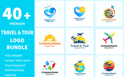 Mais de 40 pacotes de logotipos de viagens e turismo