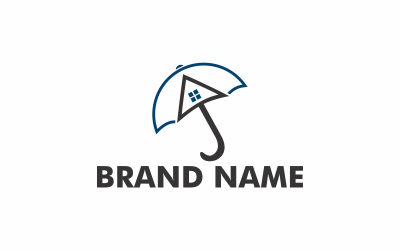 Modèle de logo de ligne de parapluie