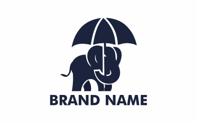 Modelo de logotipo de guarda-chuva de elefante
