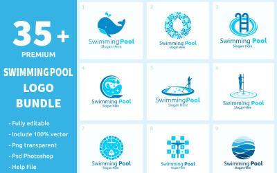 Pack de 35 logos de piscine et plus