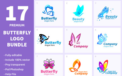 Pacote de logotipo de 17 borboletas