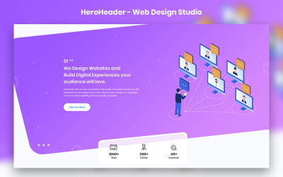 HeroHeader för designbyråns webbplatser UI-element