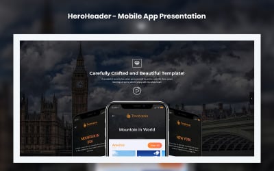 HeroHeader for Mobile App Showcase Website UI Elements