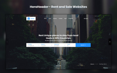 HeroHeader för uthyrning och försäljning av webbplatser UI-element