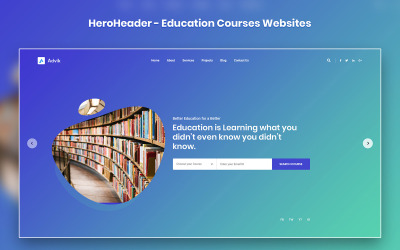 HeroHeader für Bildungskurse Websites UI-Elemente