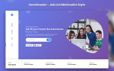 HeroHeader para elementos de la interfaz de usuario de sitios web de listas de trabajos