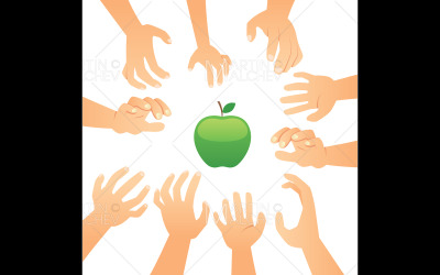 Händer som når Apple