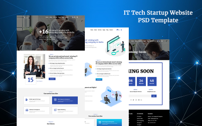 "IT Tech Startup Website" - PSD шаблон №165749