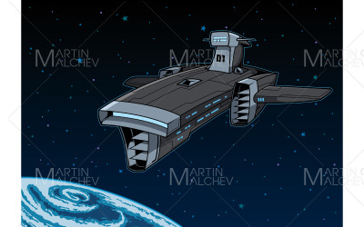Rymdskepp Orbiting Planet