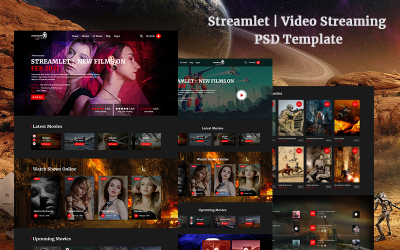 "Streamlet Video Streaming PSD Template" - адаптивний PSD шаблон №165747