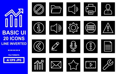 20 Basic UI Line Inverted Icon Pack