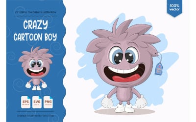Crazy Cartoon Boy - Image vectorielle