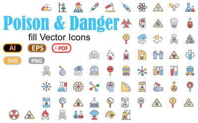 Ensemble d&amp;#39;icônes de symboles de poison et de danger