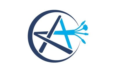 Technologiekabel Abkürzungsbuchstabe Eine Logo-Vorlage