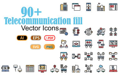 Telekomunikační vektorové ikony Iconset