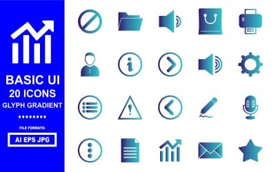 20 Basic UI Glyph Gradient Icon