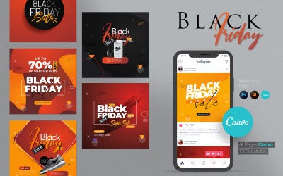 Canva Black Sosyal Medya Gönderi ve Hikaye Sosyal Medya Şablonu