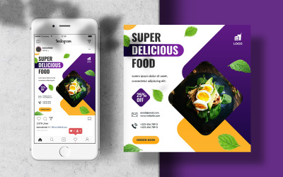 Delicioso menu de comida Instagram Feed Banner Modelo de mídia social