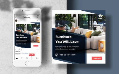 Plantilla de muebles Banner de Instagram para redes sociales