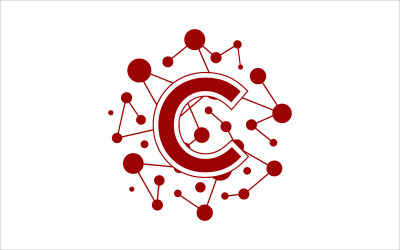 C Akıllı Beyin Vektör Logo Şablonu