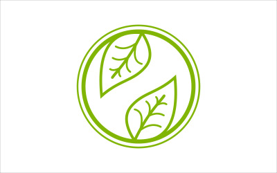 Circle Green Leaf Vector Logo Template