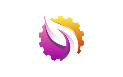 Gear Leaf Vector Logo