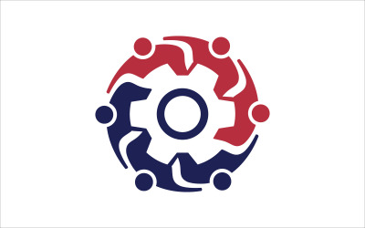 Gear People Solution Vector Logo Template