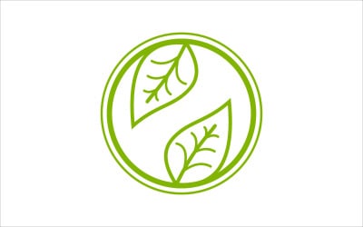 Modelo de logotipo de vetor de folha verde círculo