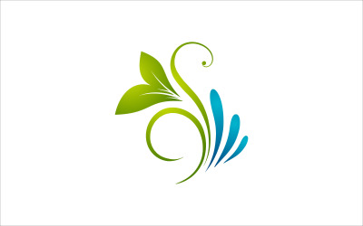 Leaf and Water Abstract Vector Logo