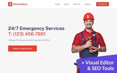Responsywny szablon Moto CMS 3 Electroidens - Electrician Moto CMS 3 Template #166477