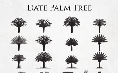 Date Palm Tree Silhouette Element Set